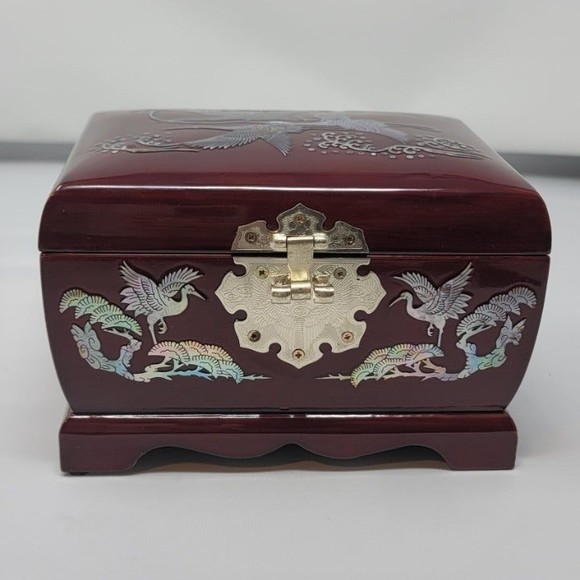Vintage Mother Of Pearl Inlay Wooden lacquer Arirang Music Jewelry Box Korean - Picture 4 of 13